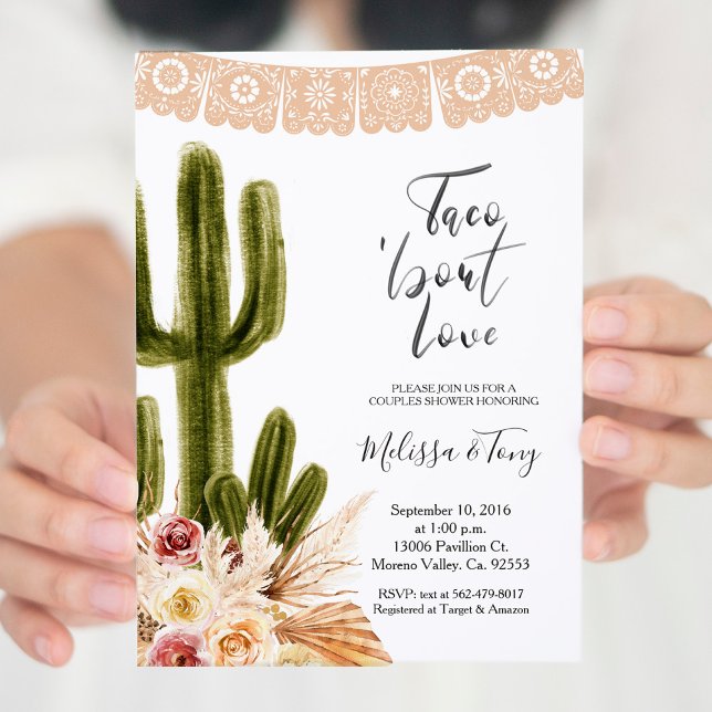 Convite Chuva de Casais Boho Fiesta Taco 'bout Love  (Criador carregado)