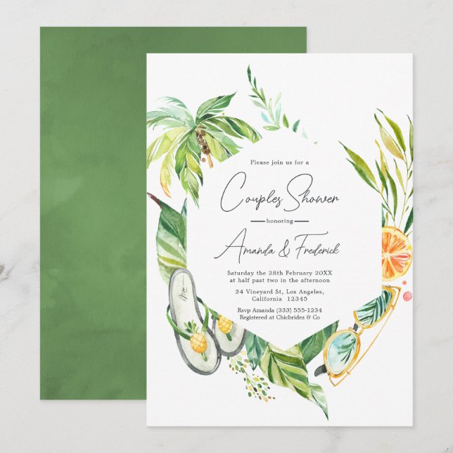 Convite Chuva de Casais de Verão (Frente/Verso)