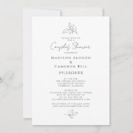 Convite Chuva de Casais Elegantes Deixa Preto e Branco