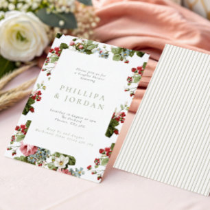 Convite Chuva de Casal com Flores e Frutas Botânicas Vinta