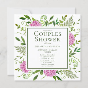 Convite Chuva de Casal com Hortênsia Rosa