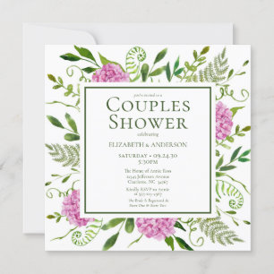 Convite Chuva de Casal com Hortênsia Rosa