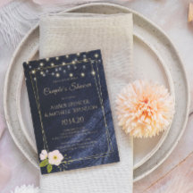 Chuva de Casal com Moldura Dourada e Floral Azul M