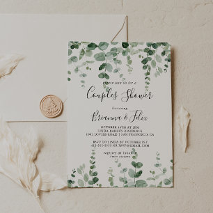 Convite Chuva de Casal de Eucalipto Minimalista Elegante