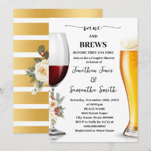 Convite Chuva de Casal de Flores Brancas de Inverno Vinho