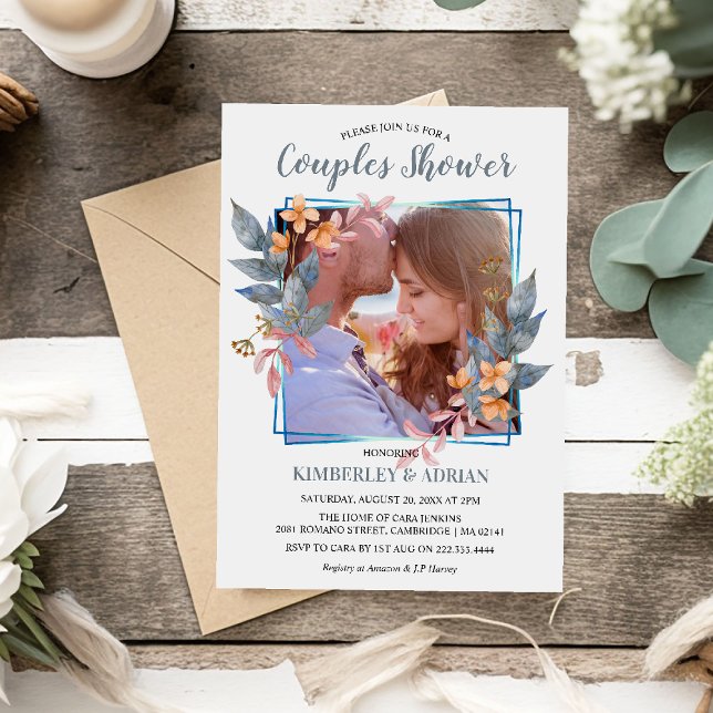 Convite Chuva de Casal de Foto Elegante | Casamento (Criador carregado)