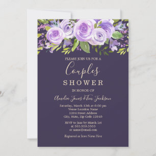 Convite Chuva de Casal de Noiva Floral Rosa Lavanda