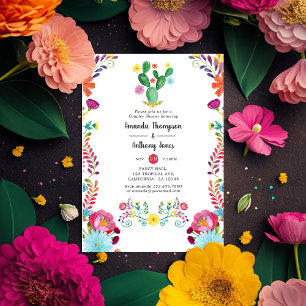 Convite Chuva de Casal Floral Colorida em Aquarela
