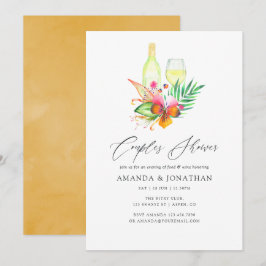 Convite Chuva de Casal Floral de Verão Tropical Degustação