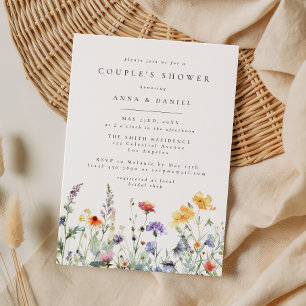Convite Chuva de Casal Floral em Aquarela Vibrante