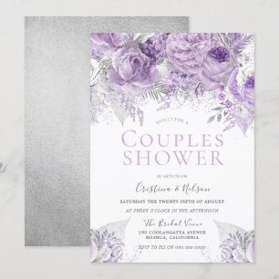 Convite Chuva de Casal floral Lavanda Roxo Prata