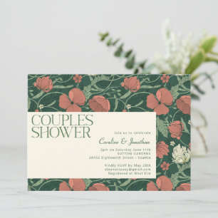 Convite Chuva de Casal Floral Verde Rústico Elegante
