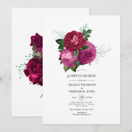 Convite Chuva de Casal Floral Viva Magenta