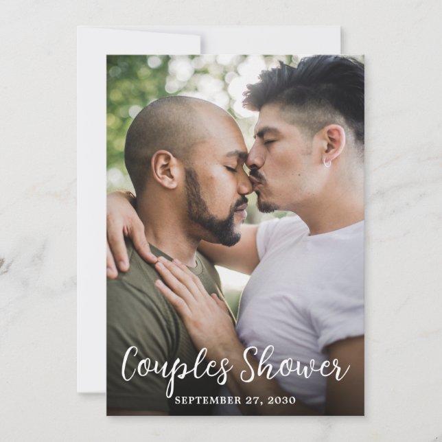 Convite Chuva de Casal LGBTQ Foto Moderna (Frente)