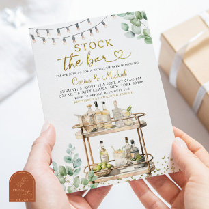 Convite Chuva de Casal Minimalista com Verde e Stock the B