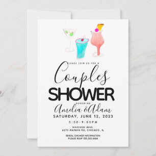 Convite Chuva de Casal Pintada com Tinta Cocktail Aquarela