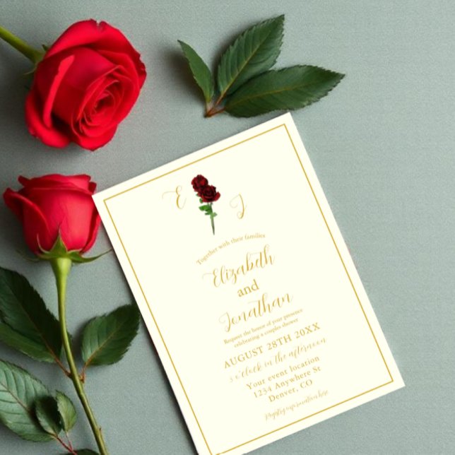 Convite Chuva de Casal Rosa Ouro Marfim (Criador carregado)