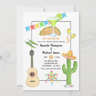 Convite Chuva de Casal Taco de Festa Mexicana 'bout Amor