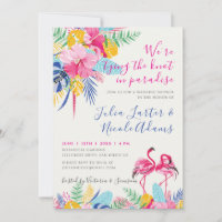 Chuva de Casamento Azul Marinho Rosa Tropical Selv