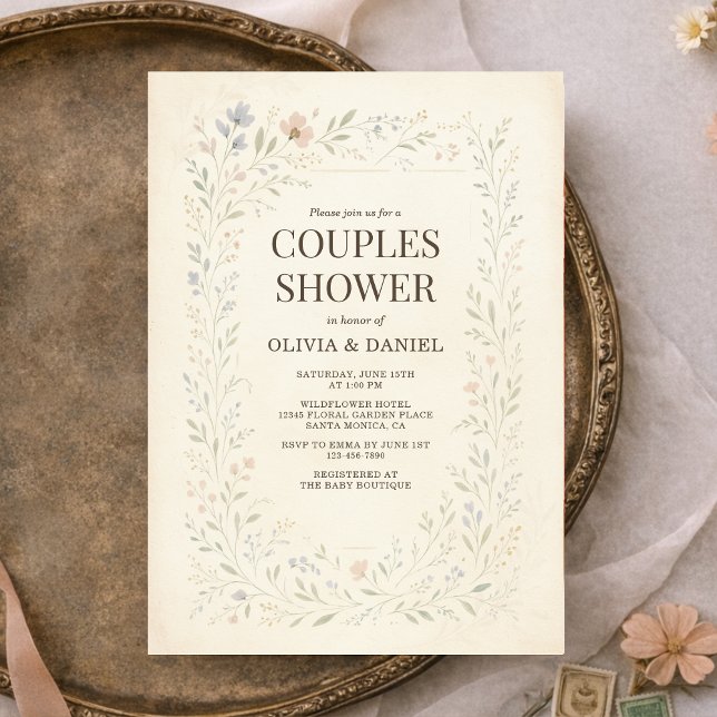 Convite Chuva de Casamento Boho Jardim de Flores Silvestre (Criador carregado)