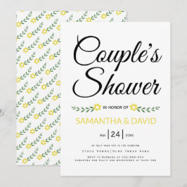 Convite Chuva de casamento casais amarelos tipografia mode