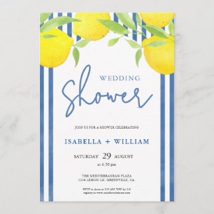 Convite Chuva de Casamento com Aquarela Mediterrânea