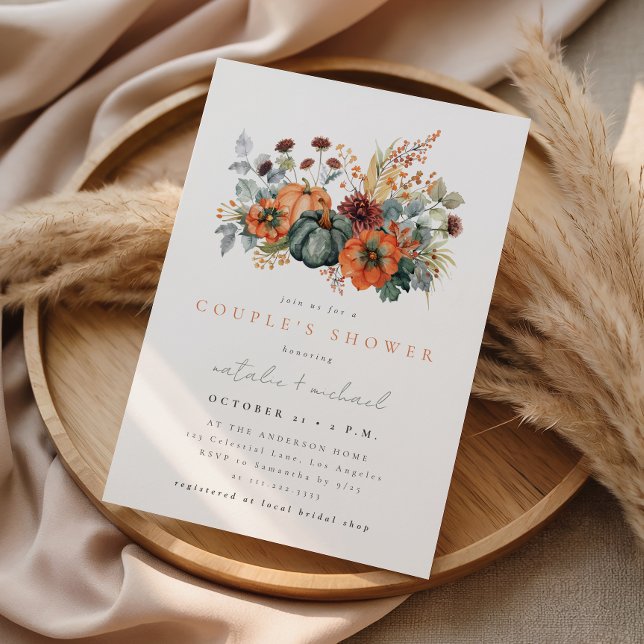 Convite Chuva de Casamento de Abóbora Floral de Outono Tem (Criador carregado)