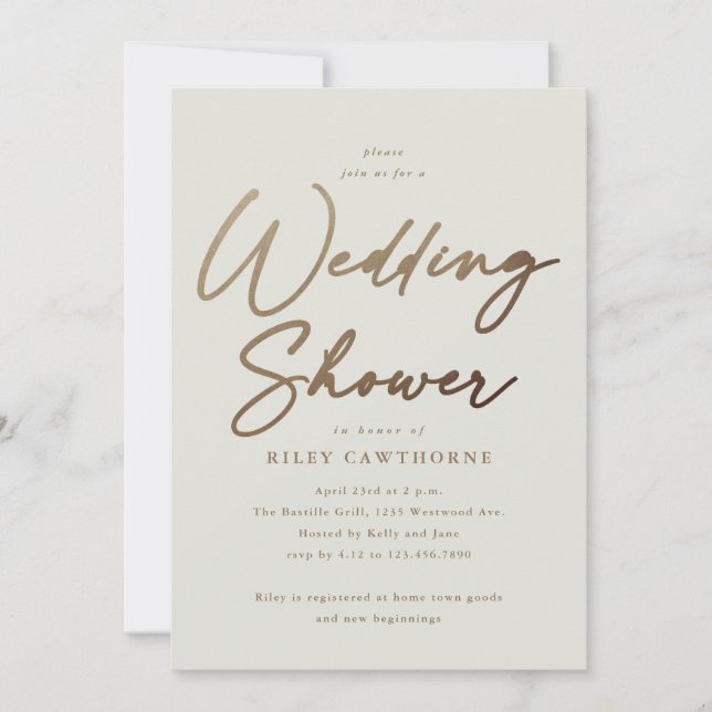 Convite Chuva de Casamento de Casais com Roteiro de Ouro S (Frente)