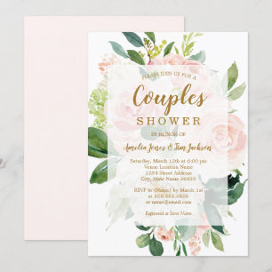 Convite Chuva de Casamento de Casais Elegante e Macia Flor