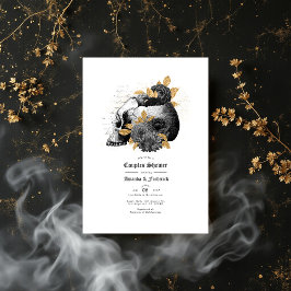 Convite Chuva de Casamento de Casais Florais e Caveiras Gó