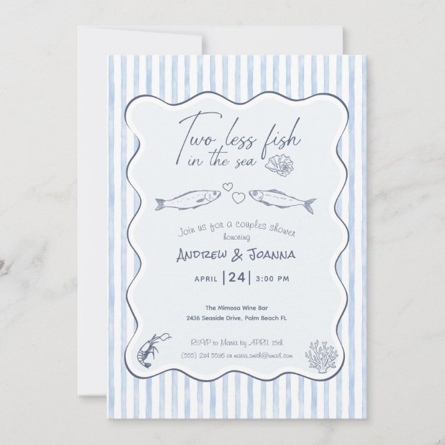 Convite Chuva de Casamento de Casal Dois Peixes Menos No M (Frente)