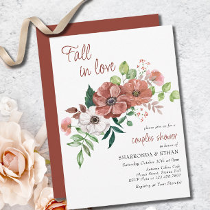 Convite Chuva de Casamento de Flores de Outono para Casais