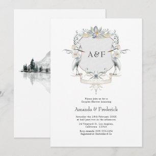 Convite Chuva de Casamento Elegante de Casais Heron Crest