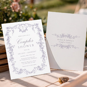 Convite Chuva de Casamento Floral de Lavanda Francesa Clás