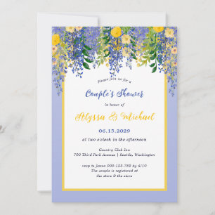 Convite Chuva de Casamento Floral de Wisteria em Aquarela