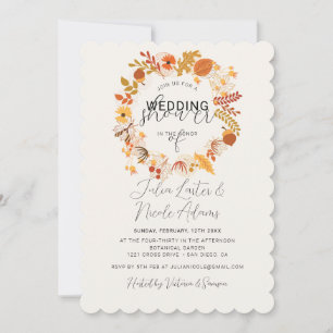 Convite Chuva de Casamento Floral Rústico Boho Outono