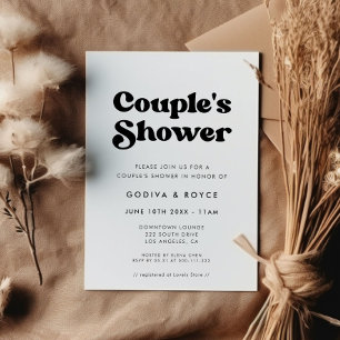 Convite Chuva de Casamento Retro com Estilo Preto e Branco
