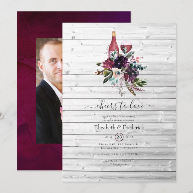 Convite Chuva de Casamento Rústica Boho em Tonalidades de  (Frente/Verso)