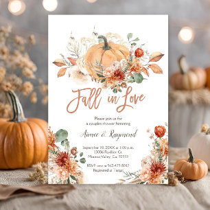 Convite Chuva de Casamento Rústica Marfim Floral de Outono