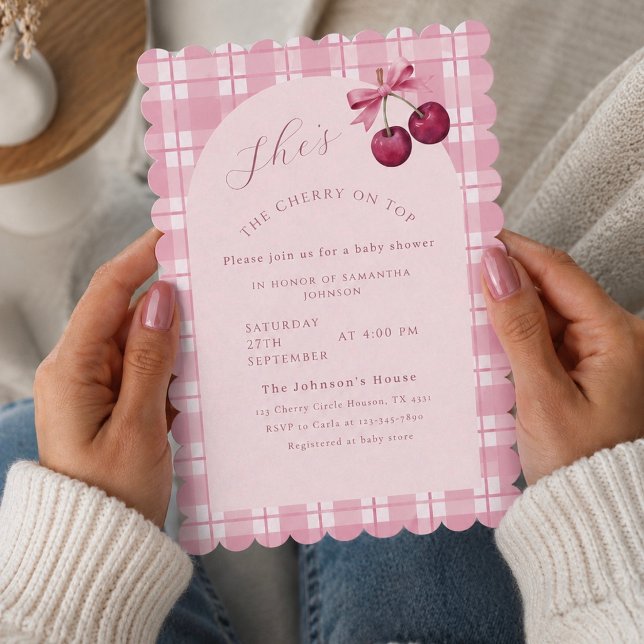 Convite Chuva de Cerejas Baby Shower  (Criador carregado)