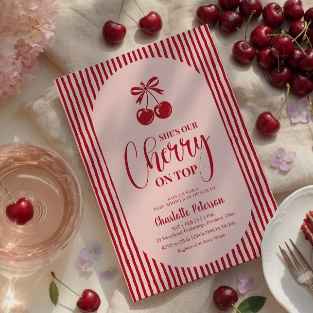 Convite Chuva de Cerejas no Baby Shower (Criador carregado)