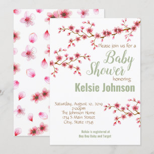 Convite Chuva de Cerejeiras Baby Shower