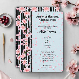 Convite Chuva de Cerejeiras da Primavera Sakura Baby Showe