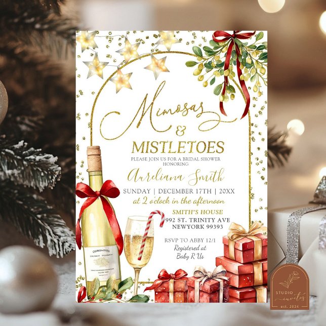 Convite Chuva de Champagne e Mimosas com Arco de Natal par (Criador carregado)