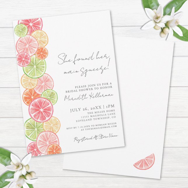 Convite Chuva de Citros Main Squeeze (Main Squeeze Citrus Bridal Shower Invitation)