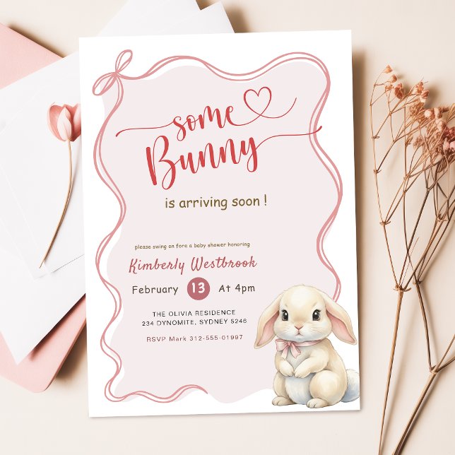 Convite Chuva de Coelhinhos Rosa - Baby Shower (Criador carregado)