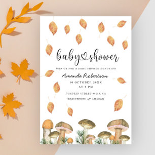 Convite Chuva de cogumelos em aquarela para chá de bebê