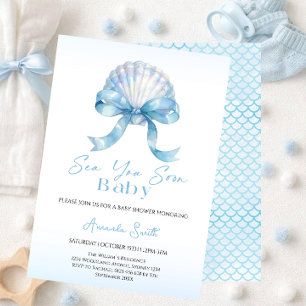 Convite Chuva de Conchinhas Sea You Soon baby shower