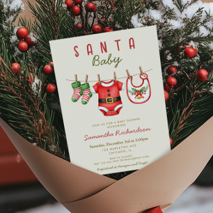 Convite chuva de confeitos para chá de bebê de Natal gêner