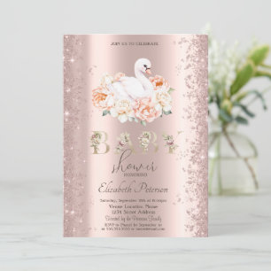 Convite Chuva de Confete Floral Cisne Baby Shower